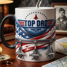 Load image into Gallery viewer, "Top Dad: A Gift That Soars!" - Fighter Aircraft Magic Mug - Personalized Gifts for Dads, Grandpas, and More Coffee Mug PopCulturePrints
