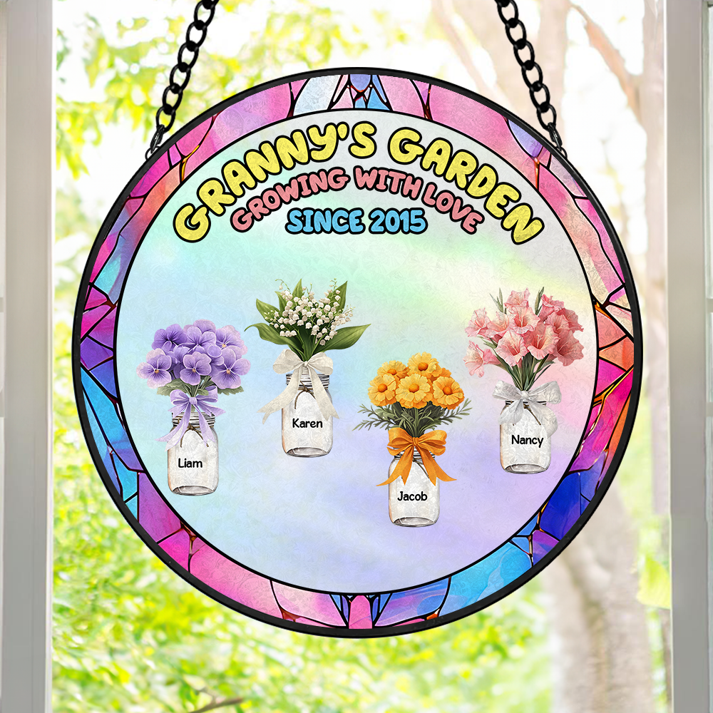 "Celebrate Nature's Beauty" - Personalized Birth Month Flower Stained Glass Ornament - Gift for Grandma and Loved Ones Ornament PopCulturePrints