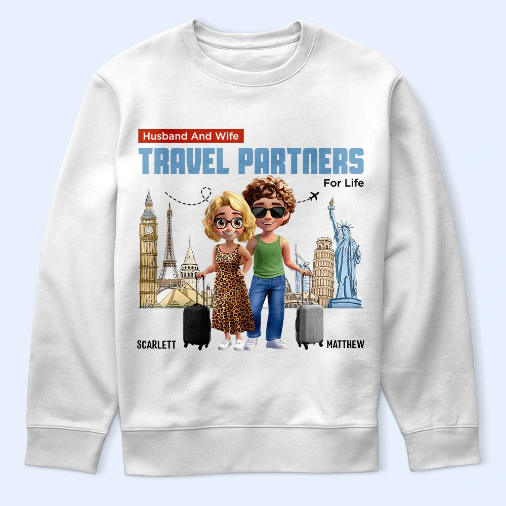 Husband And Wife Travel Partners For Life - Personalized T-Shirt T-shirt PopCulturePrints