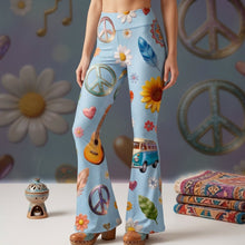Load image into Gallery viewer, "Embrace Your Inner Flower Child: Vibrant Hippie Flare Leggings - Customizable Gift for Friends, Family, and Anyone Who Loves Boho Style" Shorts and Pants PopCulturePrints
