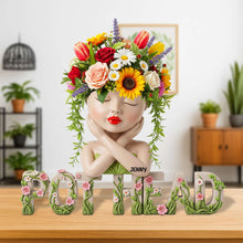 Load image into Gallery viewer, &quot;Embrace Your Green Thumb&quot; - Pot Head Girl Acrylic Plaque - Personalized Gift for Gardening Girls Shaped Plaques PopCulturePrints
