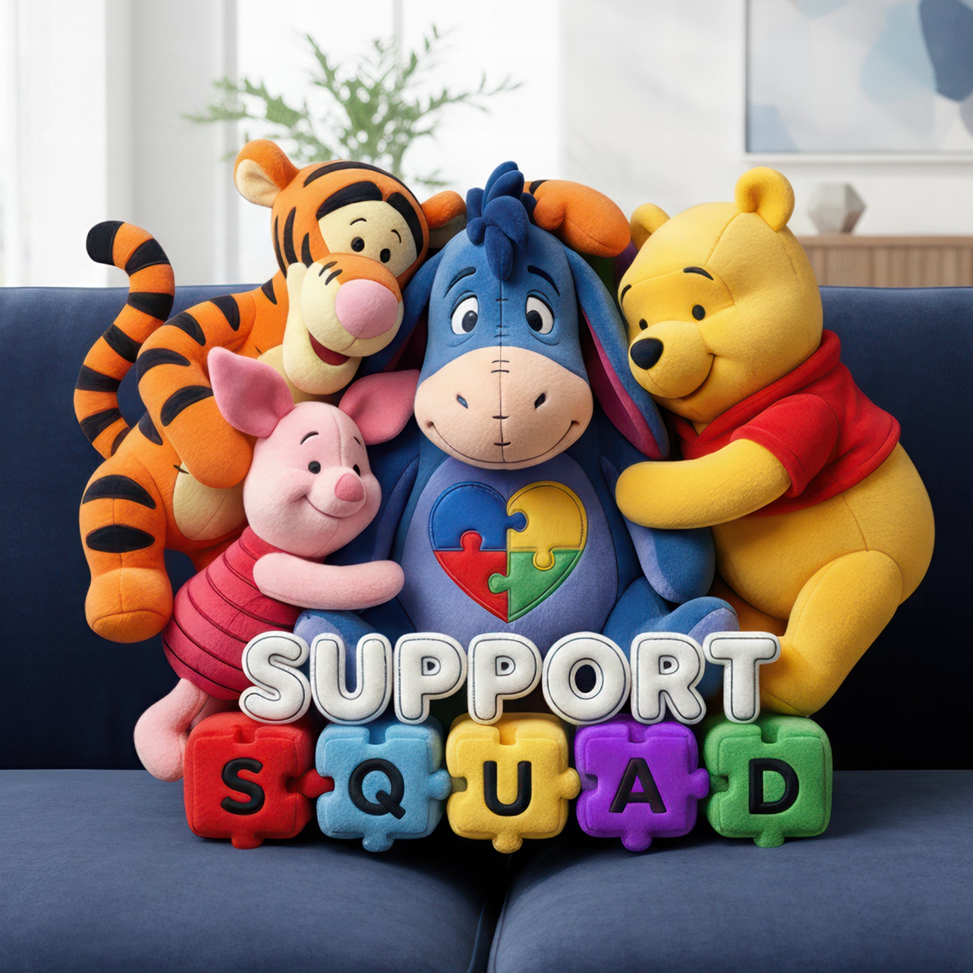 Support Squad: Personalized Autism Support Custom Shape Pillow - Thoughtful Gifts for Autism Awareness Pillow PopCulturePrints