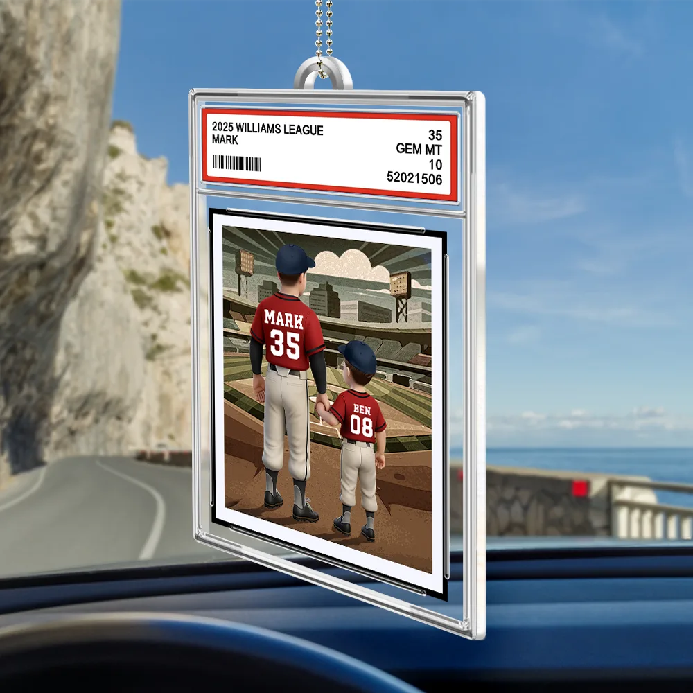 "Scoring You As Our Dad - A Home Run Gift!" - Personalized Acrylic Car Hanger for Dad, Grandpa & Sports Lovers Acrylic Car Hanger PopCulturePrints