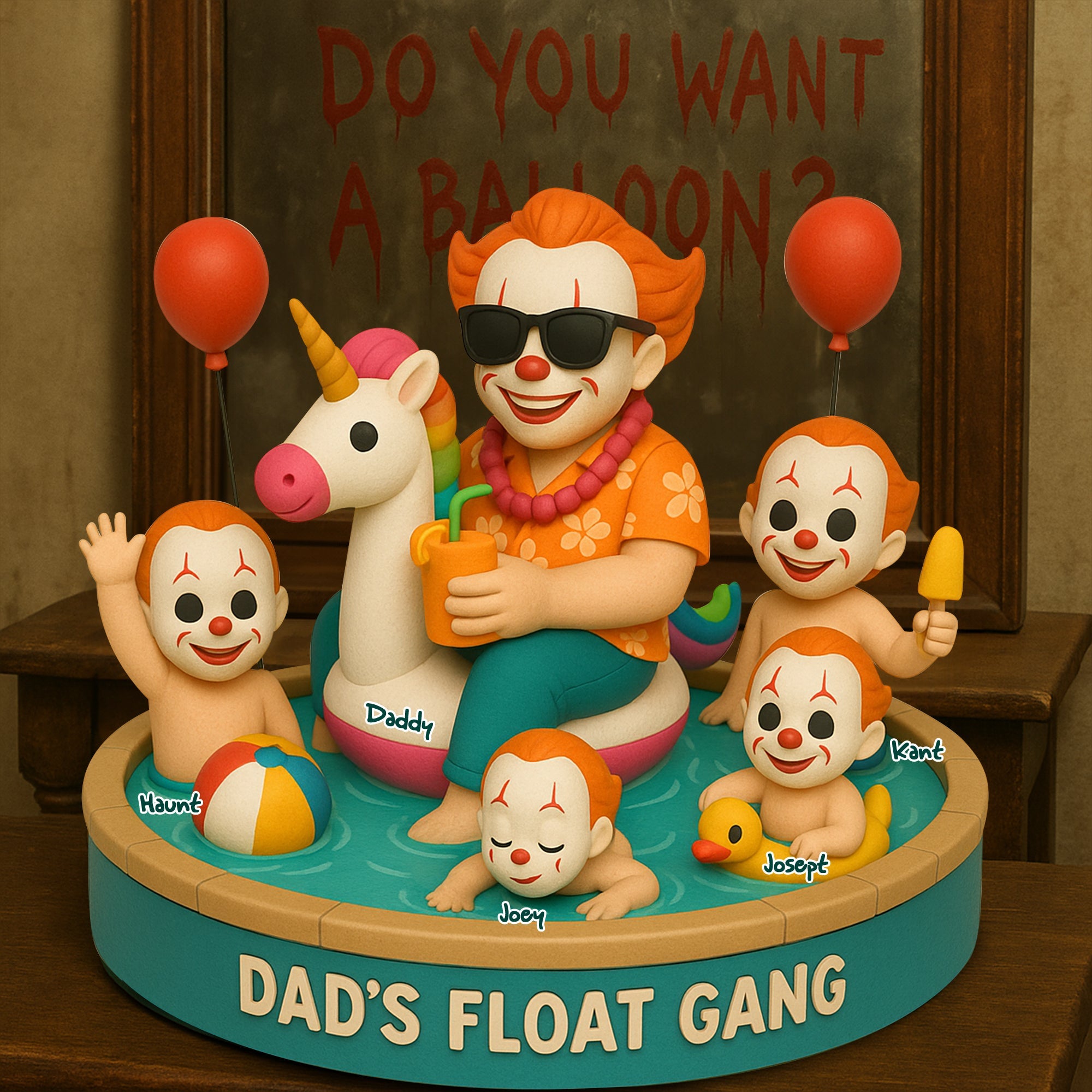 “Make a Splash with Dad's Float Gang!” - Personalized Acrylic Plaque for Dad Shaped Plaques PopCulturePrints
