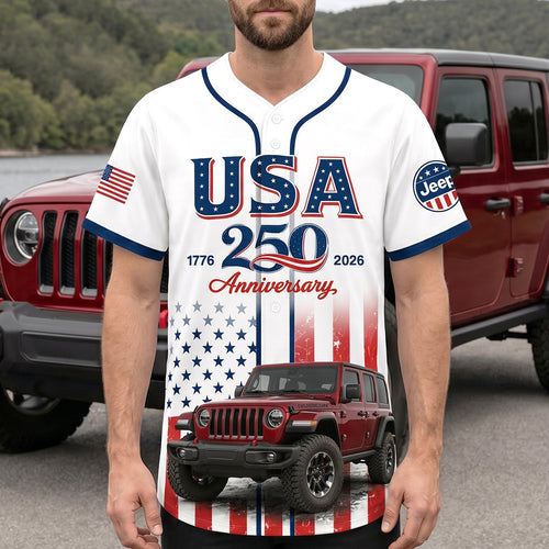 Celebrate America: Customizable USA 250 Anniversary Baseball Jersey - Perfect Gift for Offroad Car Lovers AOP Products PopCulturePrints