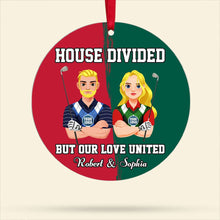 Load image into Gallery viewer, Custom Golf Lovers Couples Valentine&#39;s Day Gifts - House Divided, Love United Ornament PopCulturePrints
