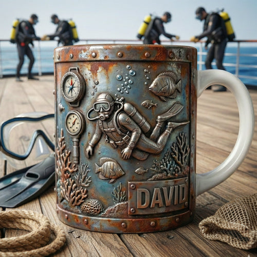 Dive Into Adventure! Ocean Adventure Coffee Mug – Personalized Gifts for Scuba Diving Lovers Coffee Mug PopCulturePrints