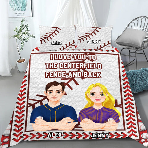 Personalized Baseball Couple Quilt Bedding Set Blanket PopCulturePrints