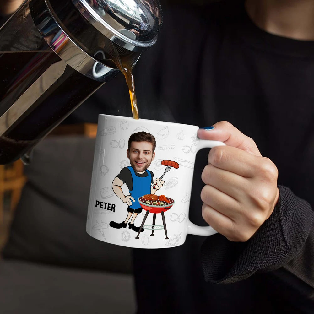"Mr. Good Lookin' Is Cookin'" - Custom Photo Grilling Apron & Personalized Mug - Unique Gift for Dad, Grandpa, and BBQ Lovers Mug PopCulturePrints