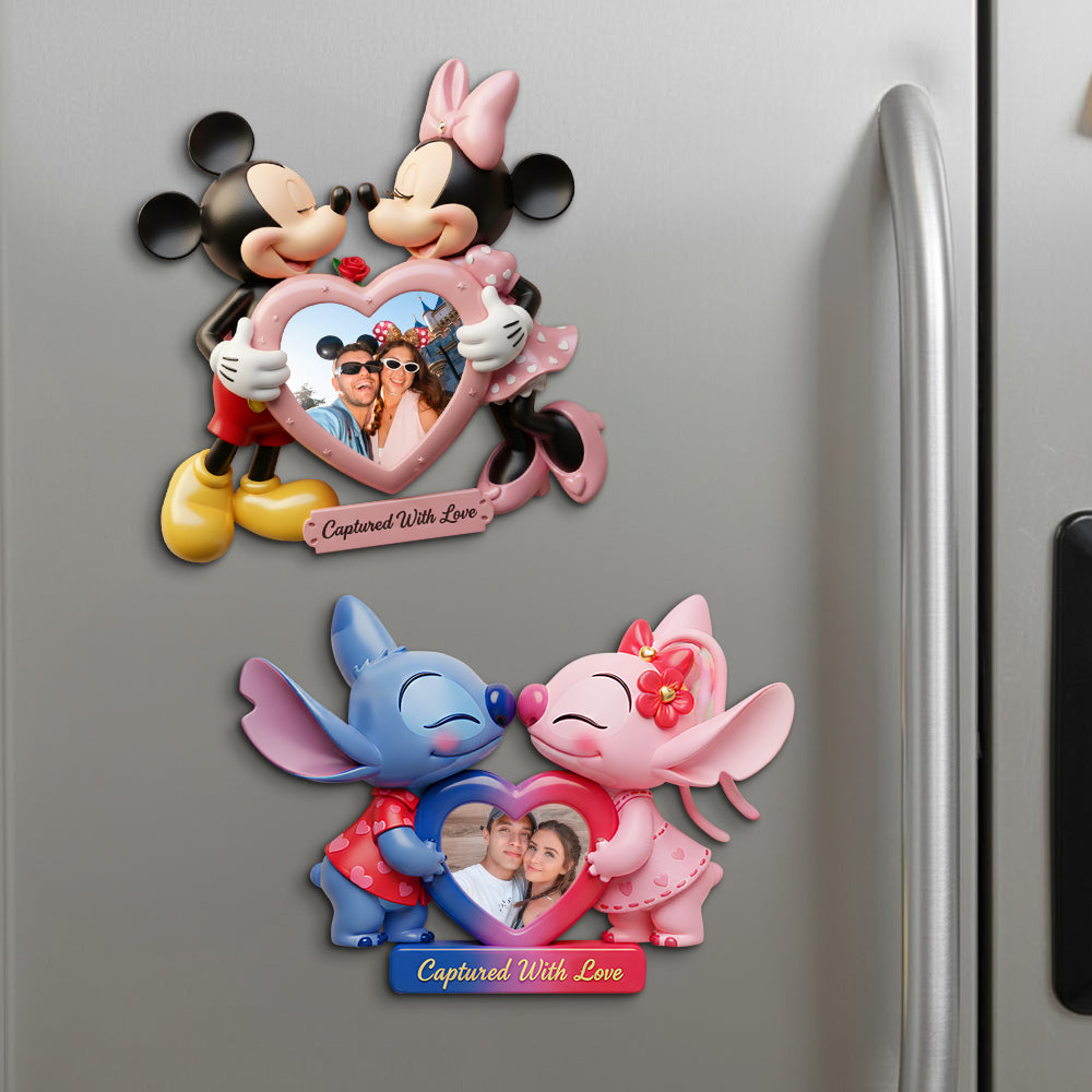"Capture Your Love Forever" - Romantic Kissing Couple Fridge Magnet, Personalized Custom Photo Gift for Couples Fridge Magnet PopCulturePrints