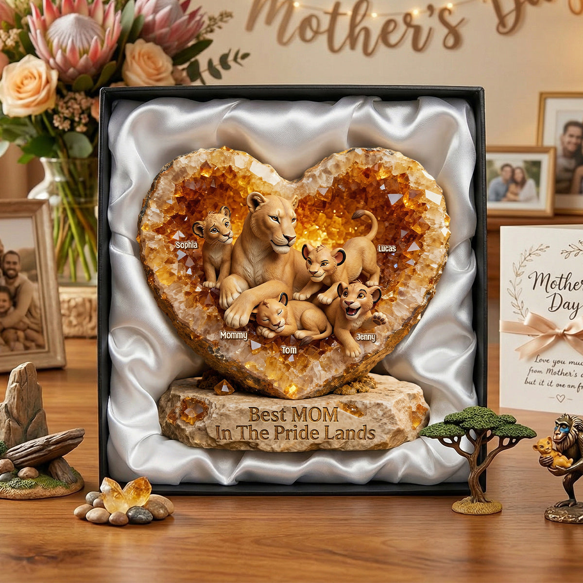 "The Heart of a Lioness: Best Mom In The Pride Lands" - Personalized Acrylic Plaque for Moms and Grandmas Shaped Plaques PopCulturePrints