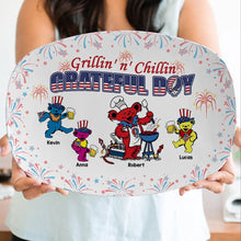 Load image into Gallery viewer, Personalized Grateful Day BBQ Plate - Independence Day Edition Plates PopCulturePrints
