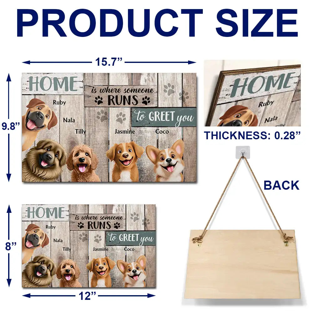 Home Is Where Someone Runs To Greet You - Personalized Dog Wood Rectangle Sign Wood Rectangle Sign PopCulturePrints