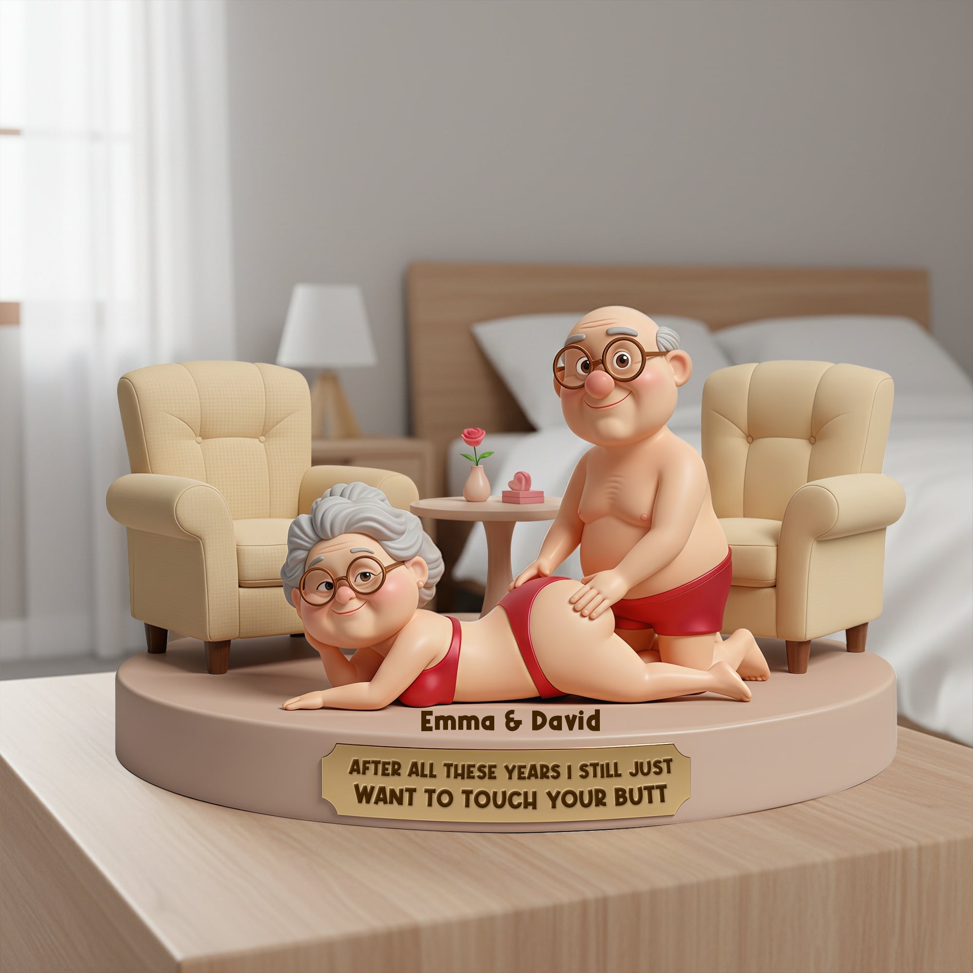 Funny Old Couple Acrylic Plaque - A Personalized Gift to Bring Laughter to Your Loved One Shaped Plaques PopCulturePrints