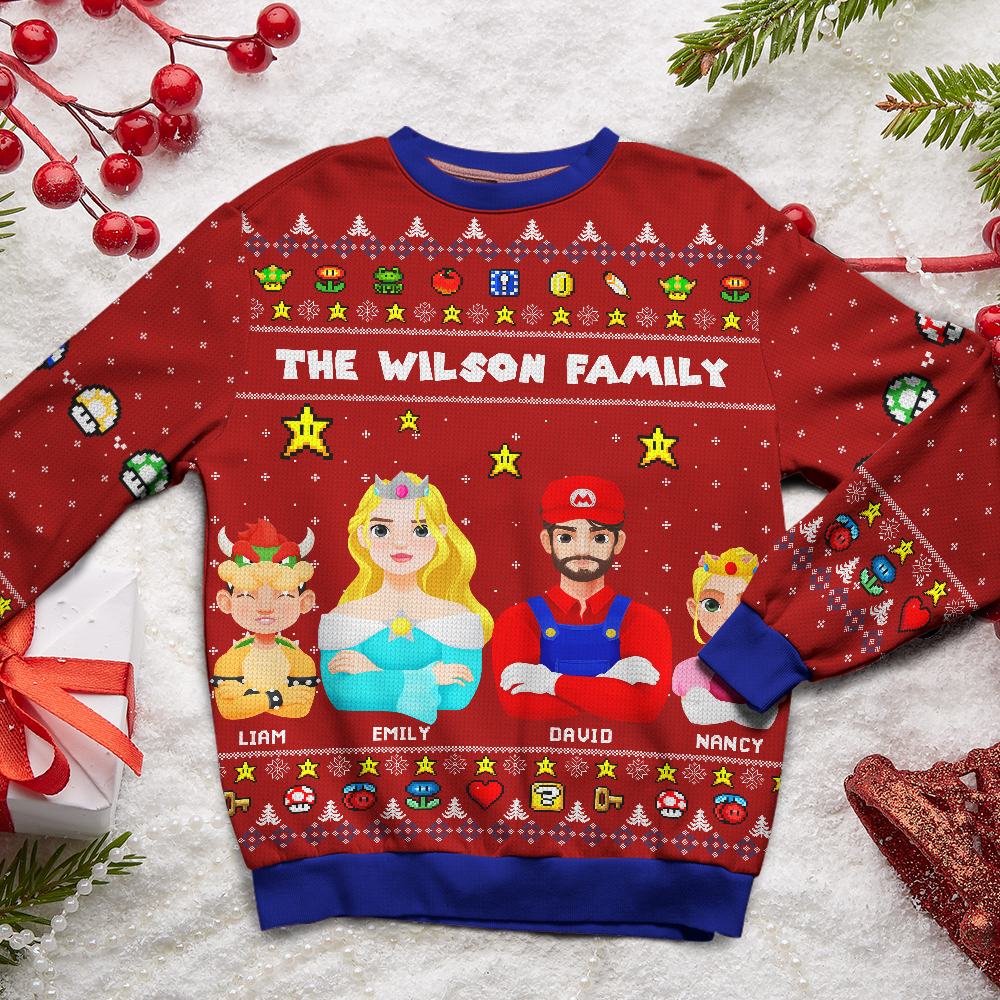 Custom Family Game Lover Ugly Sweater Ugly Christmas Sweater PopCulturePrints