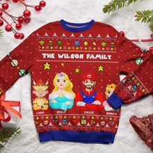 Load image into Gallery viewer, Custom Family Game Lover Ugly Sweater Ugly Christmas Sweater PopCulturePrints
