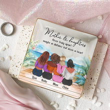 Load image into Gallery viewer, Mother &amp; Daughters: Never Truly Apart - Personalized Jewelry Dish - Meaningful Gift for Mom, Grandma &amp; Daughters Square Jewelry Dish_FULL PopCulturePrints
