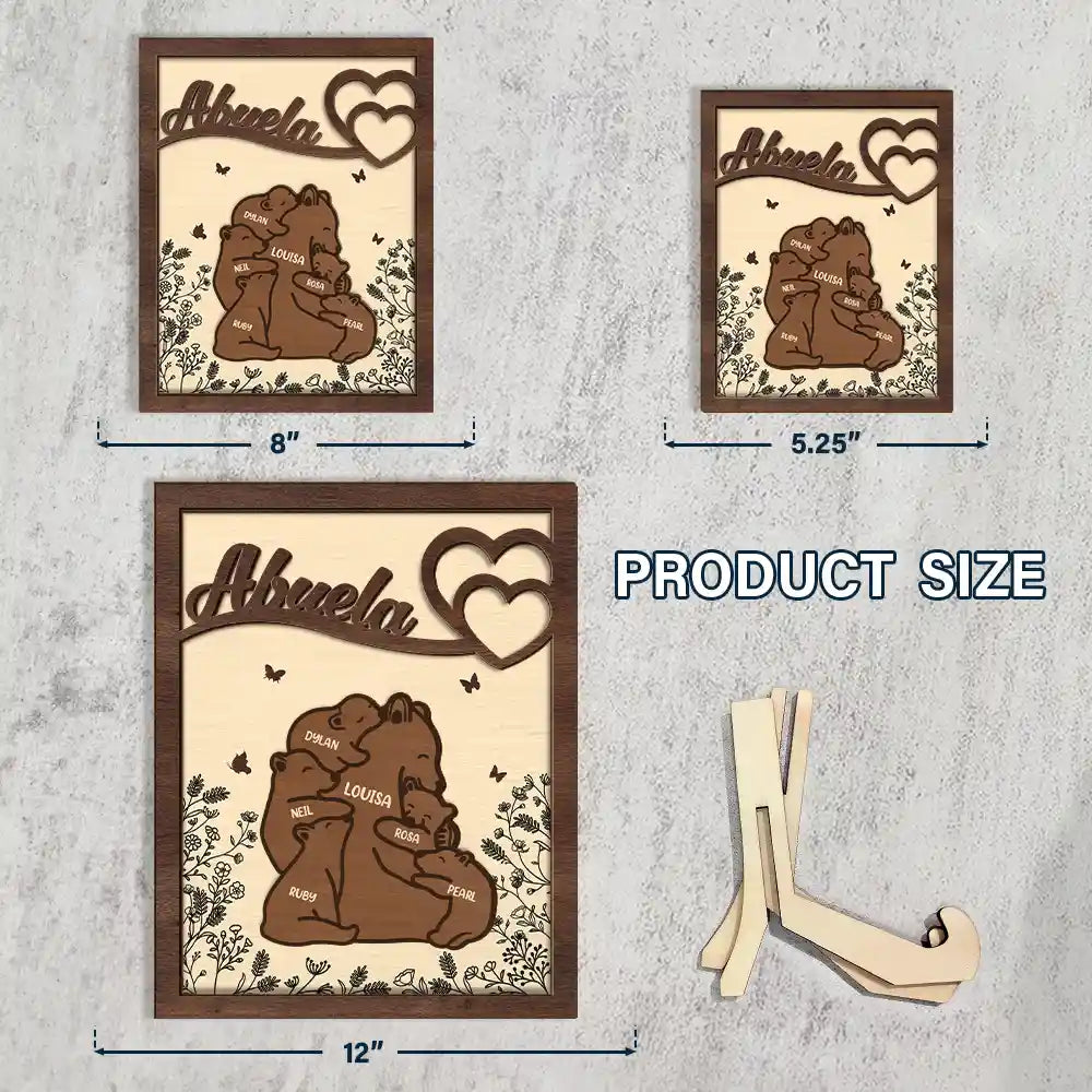 "A Mother's Love is Forever" - Personalized Nana Mama Bear 2-Layered Wooden Plaque - Gift for Mom and Grandma Wooden Plaque PopCulturePrints