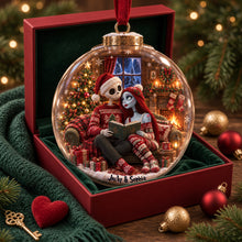 Load image into Gallery viewer, “Celebrate Your Love with a Spooky Twist” - Cozy Spooky Couple Christmas Ornament - Personalized Gift for Couples Ornament PopCulturePrints
