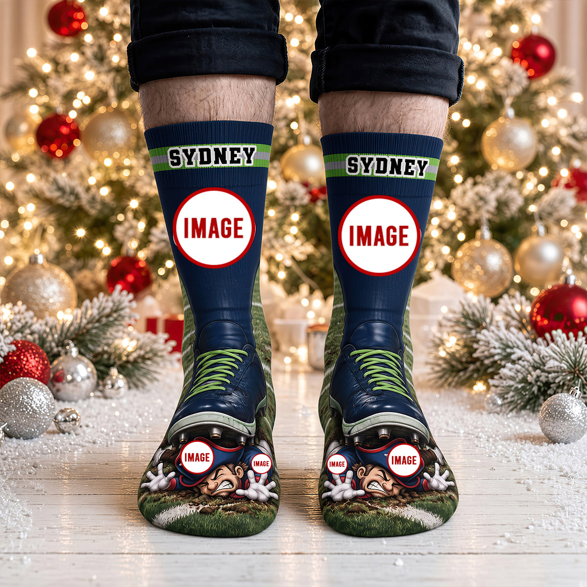 "Defeated Under My Feet" - Personalized Socks for Sport Lovers Socks PopCulturePrints
