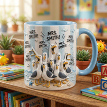 Load image into Gallery viewer, Laughing Seagulls Say 'Mrs. Smith' – Personalized Funny Teacher Life Mug Coffee Mug PopCulturePrints
