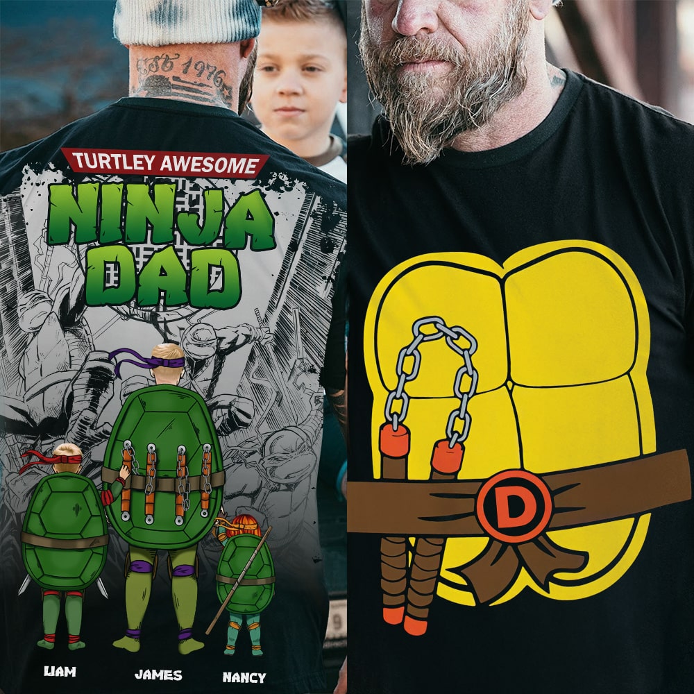 Turtley Awesome Dad Personalized Shirt: Inspired by Iconic Heroes