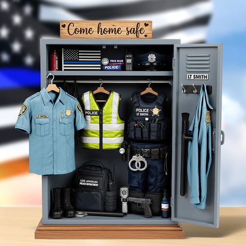 Come Home Safe - Personalized Police Officer Locker Acrylic Plaque Shaped Plaques PopCulturePrints