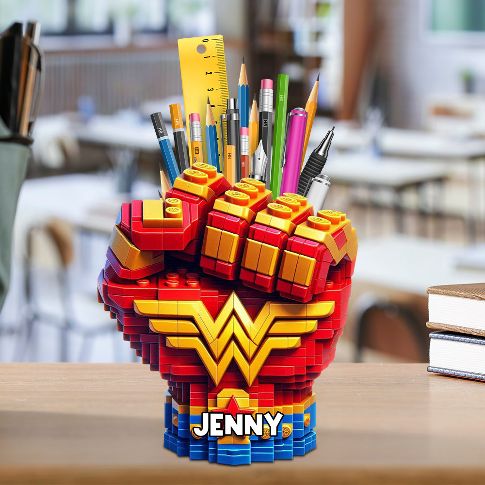 Super Fist Bump Wooden Pen Holder - A Fun and Personalized Gift for Kids Pen Holder PopCulturePrints