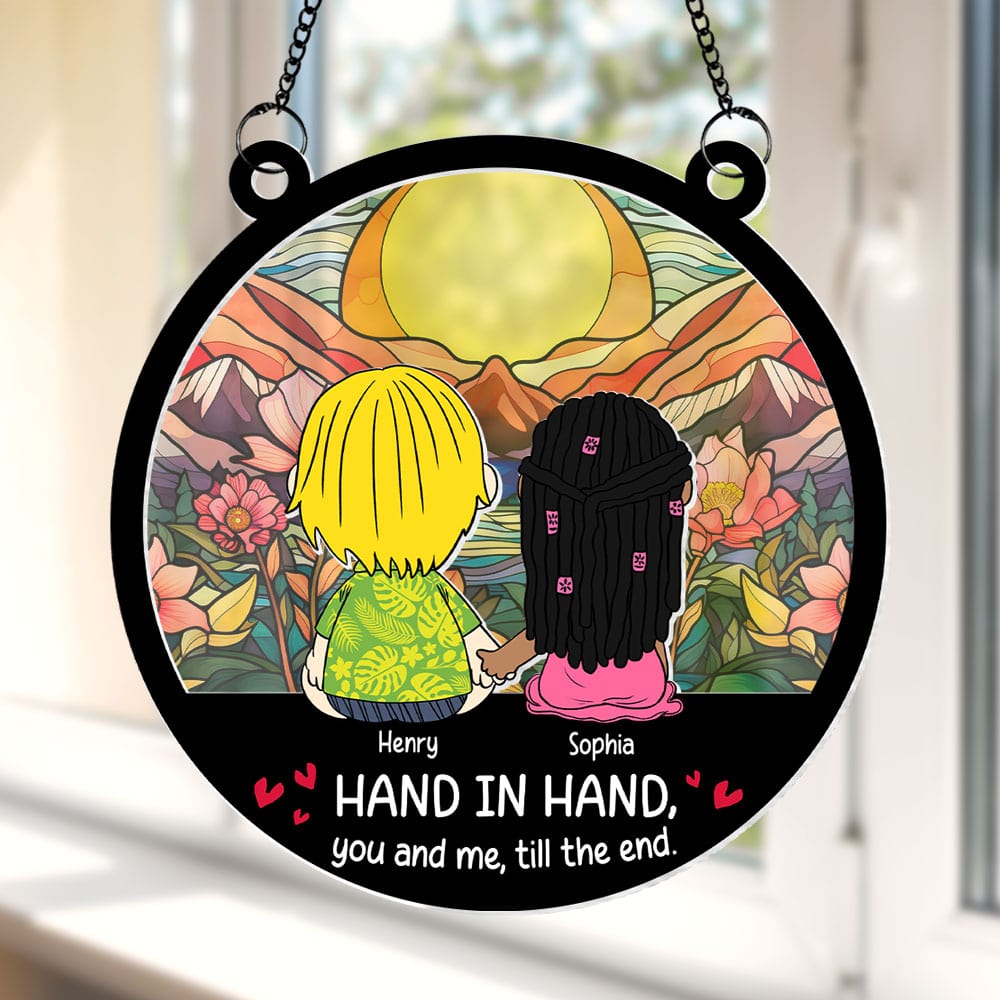 Personalized Couple Suncatcher Ornament - Hand in Hand Suncatcher PopCulturePrints