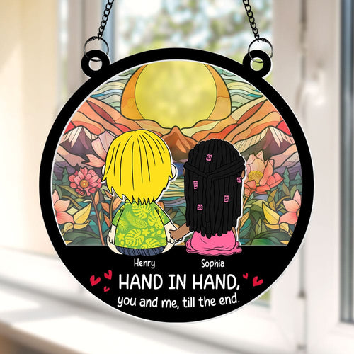 Personalized Couple Suncatcher Ornament - Hand in Hand Suncatcher PopCulturePrints