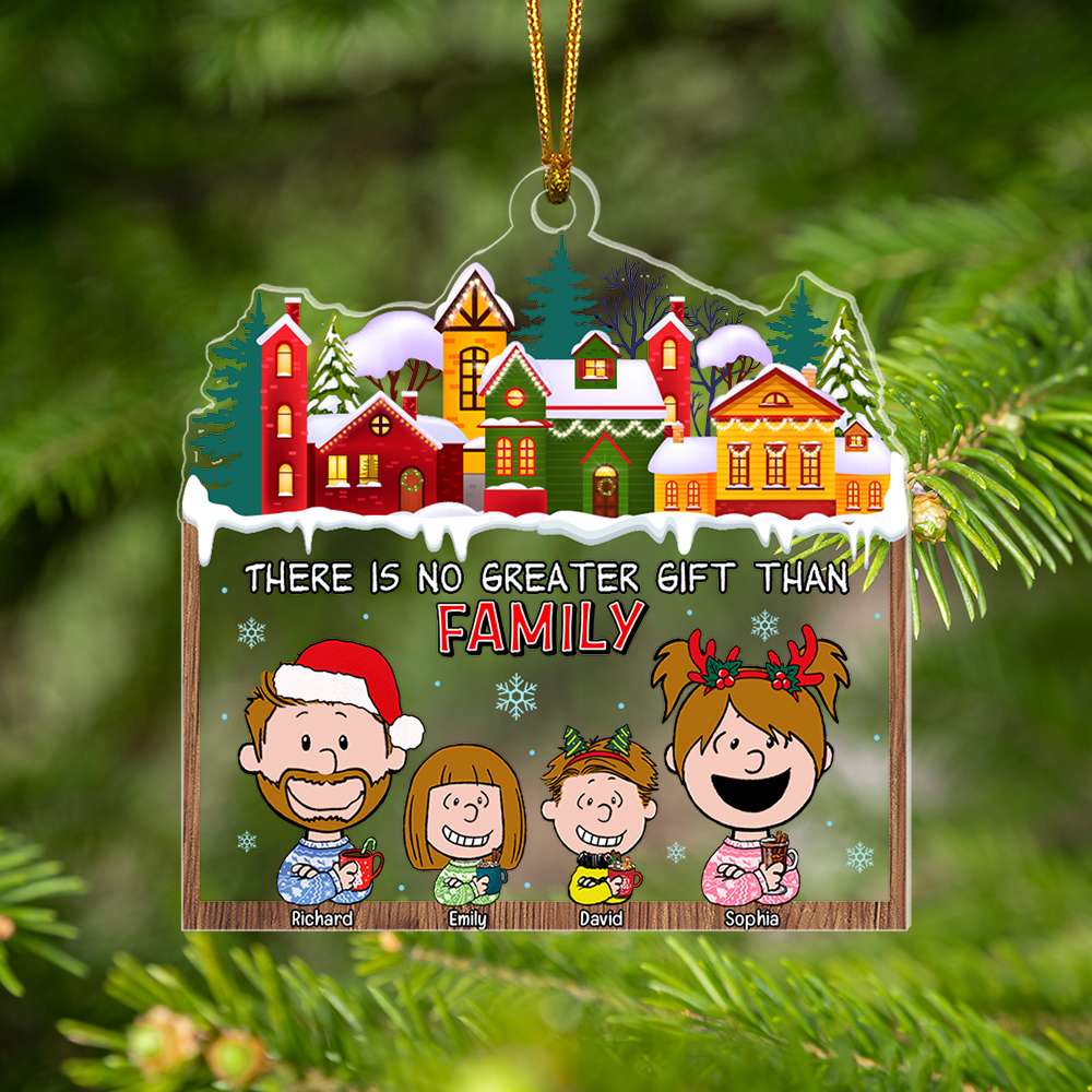 Personalized Family Christmas Ornament - Cartoon Design