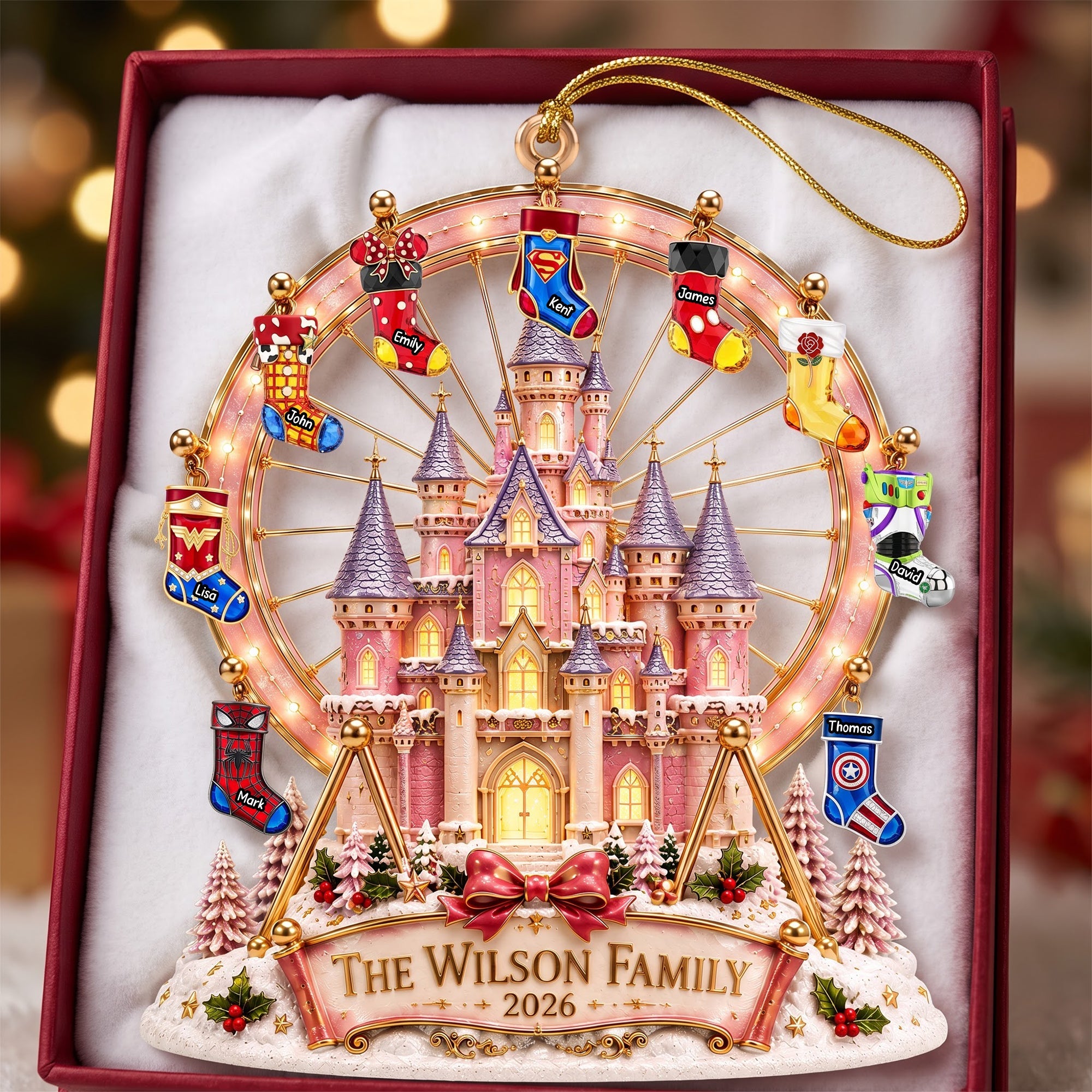 Christmas Castle Family Ornament - A Magical Personalized Gift for Family Celebrations