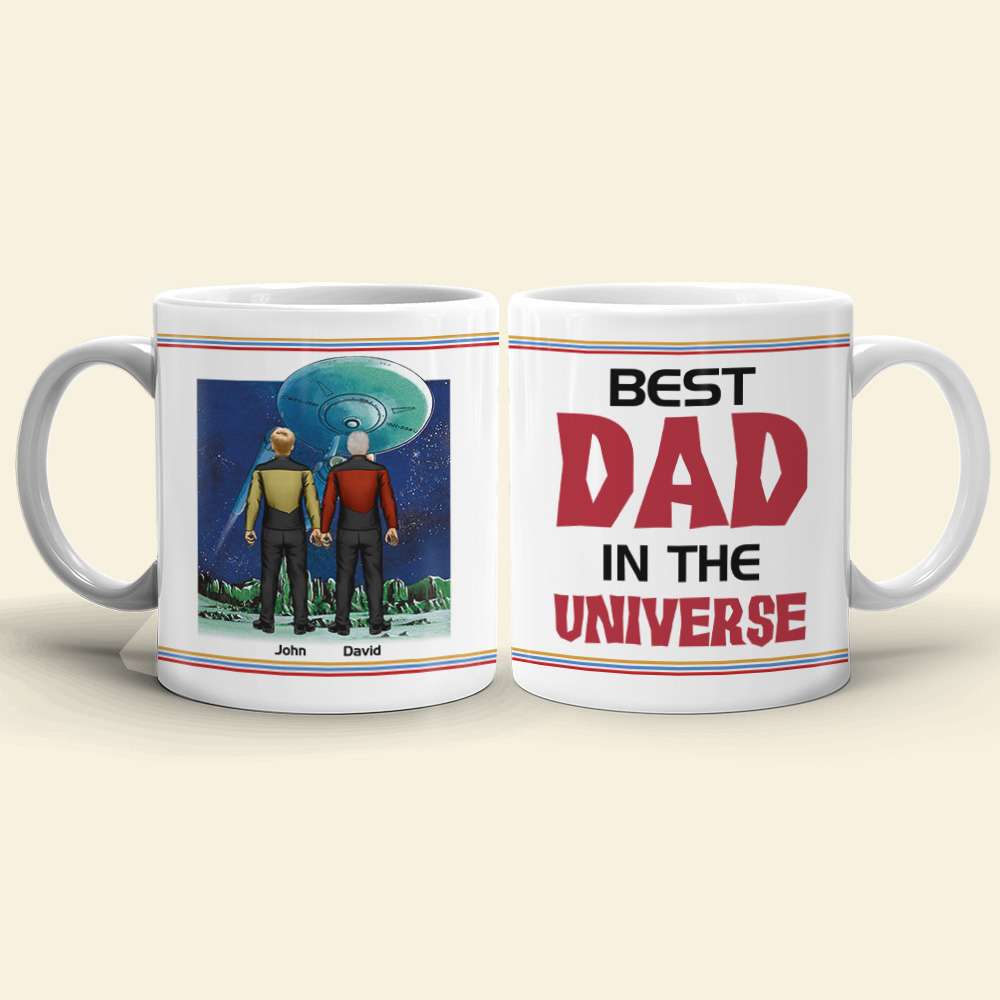 Personalized 'Best Dad In The Universe' Space-Themed Coffee Mug Coffee Mug PopCulturePrints