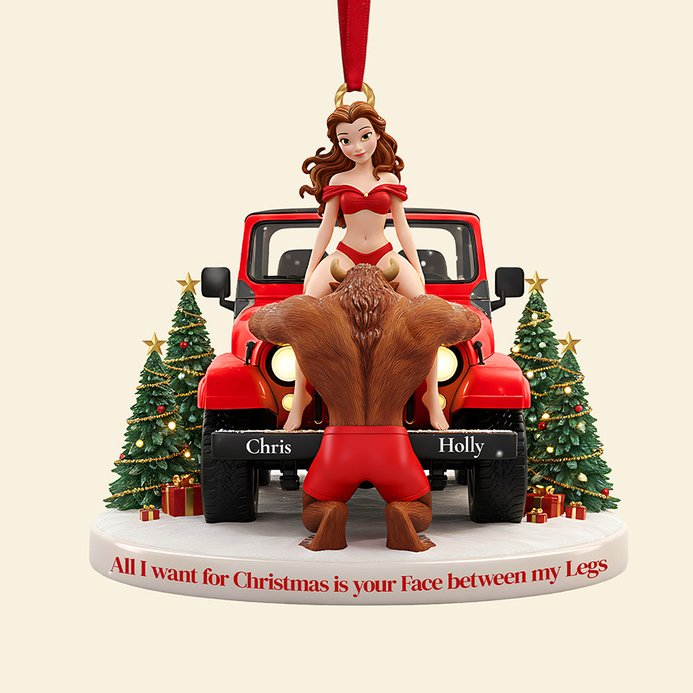 All I Want for Christmas is Your Face - Personalized Naughty Couple Acrylic Ornament Ornament PopCulturePrints