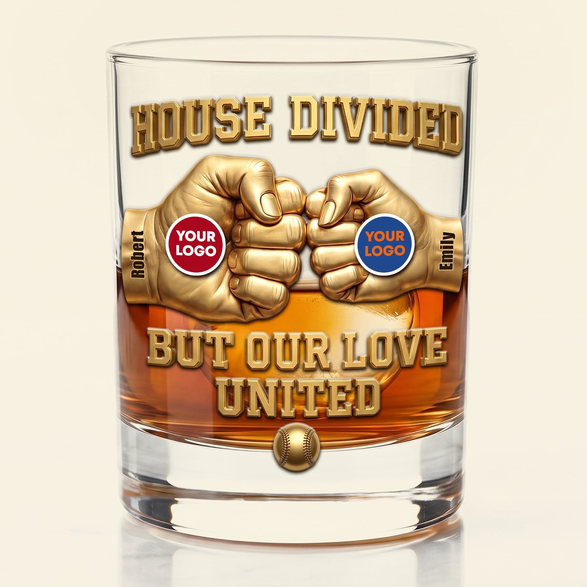 United We Stand: Personalized Fist Bump Couple Sport Round Glass - Unique Gift for Couples