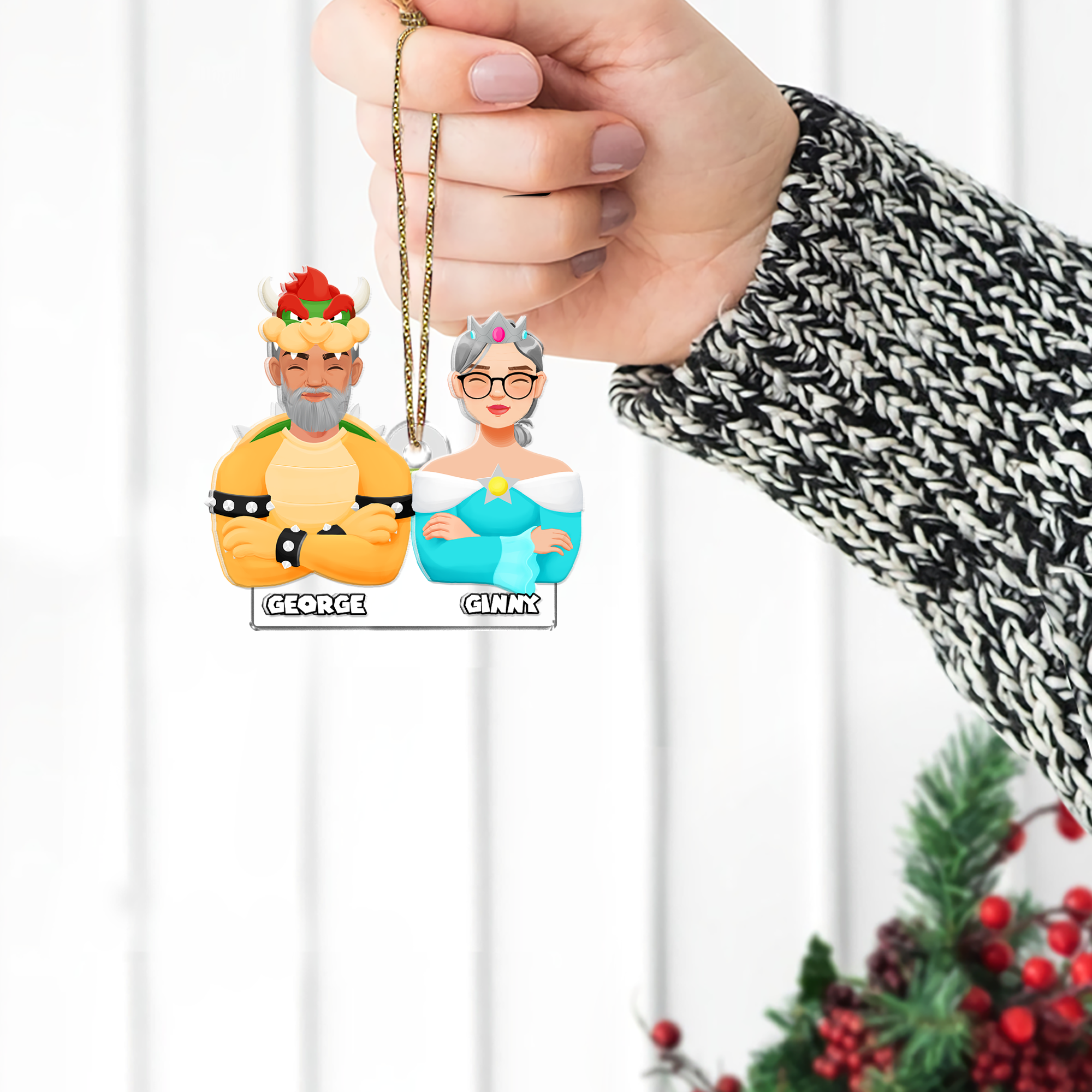 Customized Couple Christmas Ornament - Pop Culture Edition