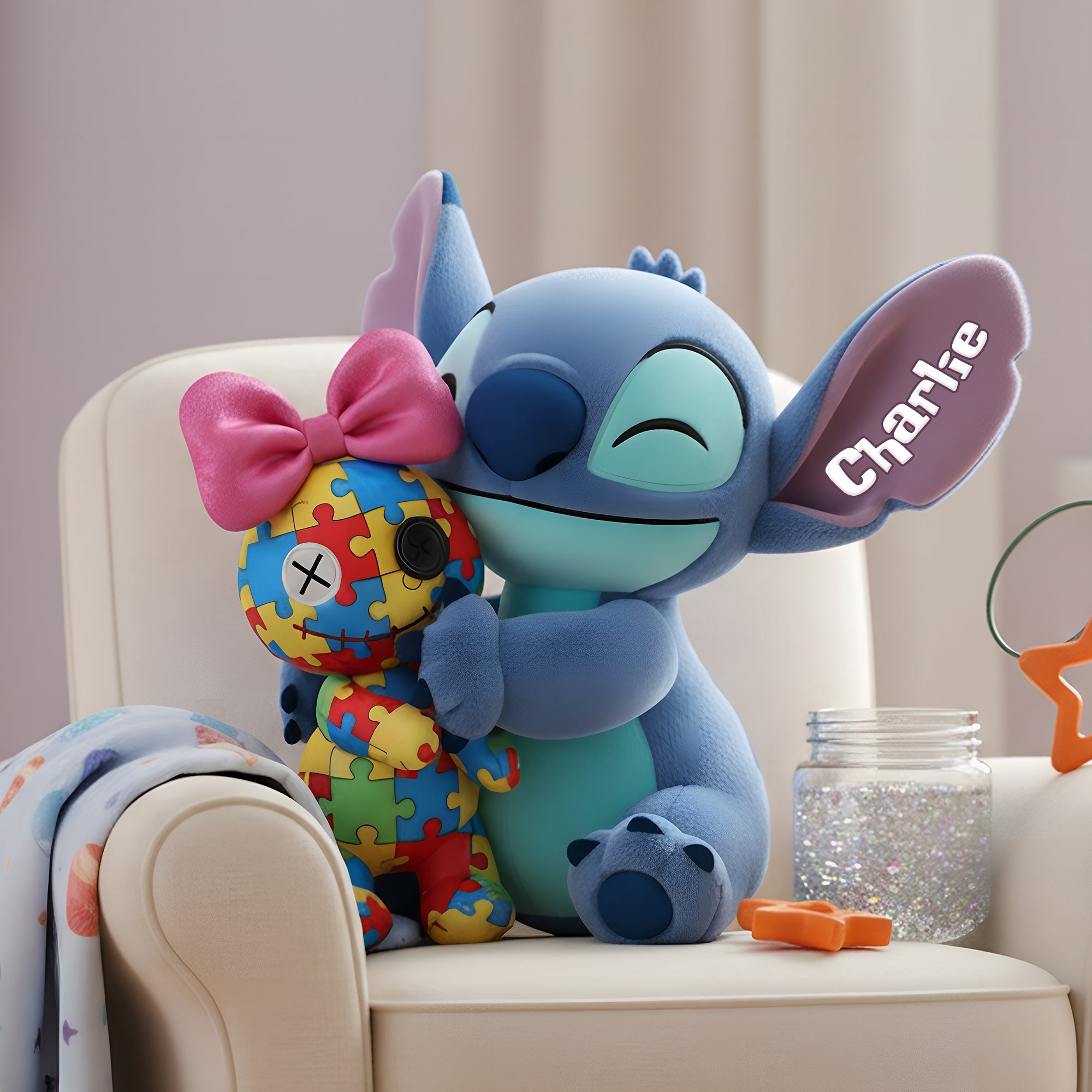 “Embrace Uniqueness” - Cute Island Creature Pillow - Personalized Gifts for Autism Awareness Pillow PopCulturePrints