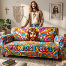 Load image into Gallery viewer, My Hope Is In Jesus - Personalized Quilted Sofa Cover for Christians
