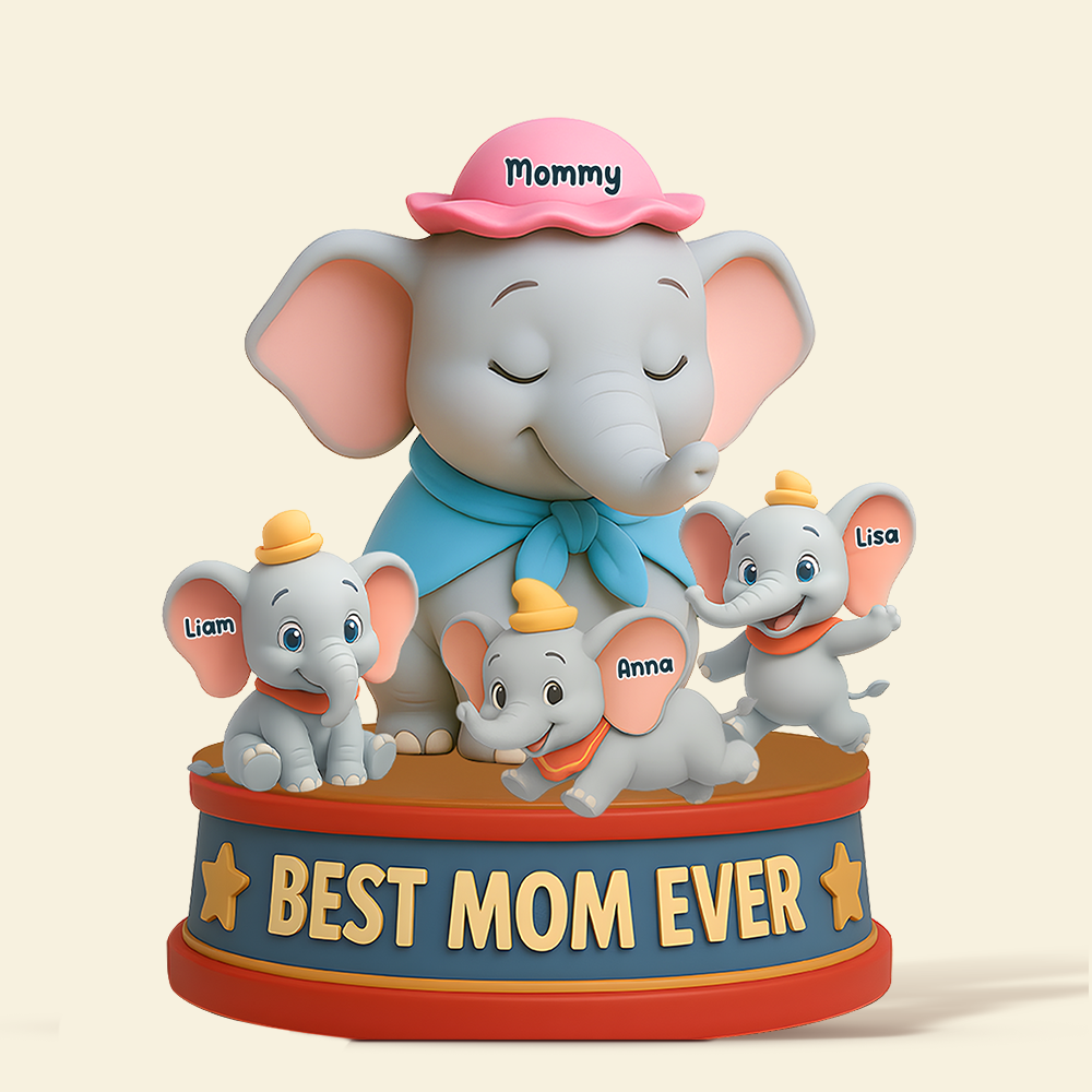 "Best Mom Ever" - Personalized Elephant Mom Acrylic Plaque - Perfect Gift for Mom, Grandma, or Any Elephant Lover Shaped Plaques PopCulturePrints