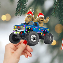 Load image into Gallery viewer, Personalized Bigfoot and Monster Truck Christmas Ornament
