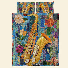 Load image into Gallery viewer, Vibrant Saxophone Quilt Bed Set - Perfect Gift for Saxophone Lovers Blanket PopCulturePrints
