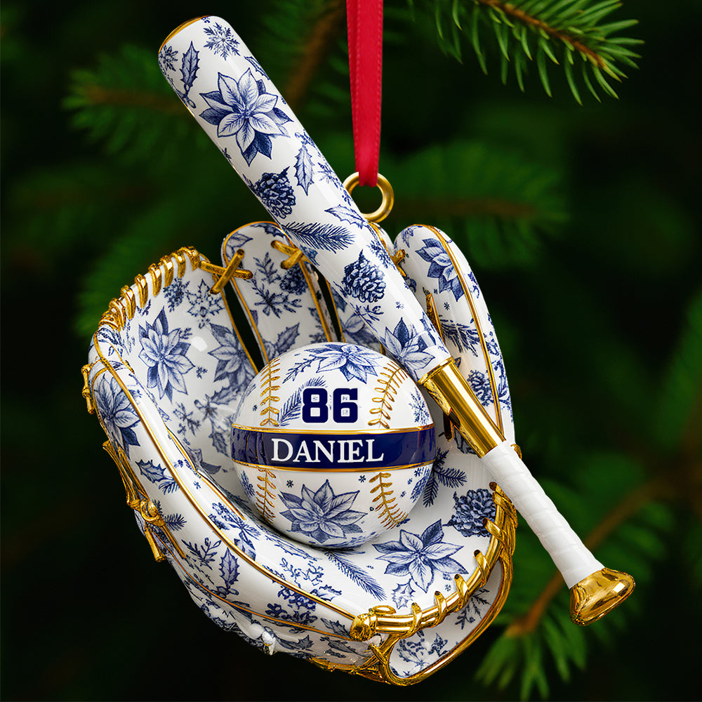"A Touch of Christmas for Baseball Lovers" - Personalized Baseball Themed Ornament - A Unique Gift for Sports Enthusiasts, Friends, and Family Ornament PopCulturePrints