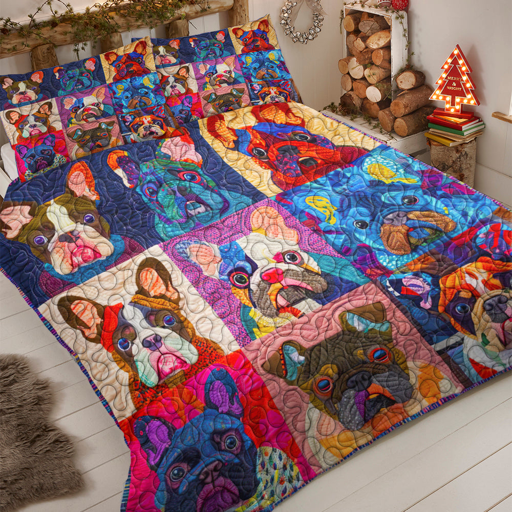 French Bulldog Christmas Quilt Bed Set - Perfect Gift for Dog Lovers Blanket PopCulturePrints