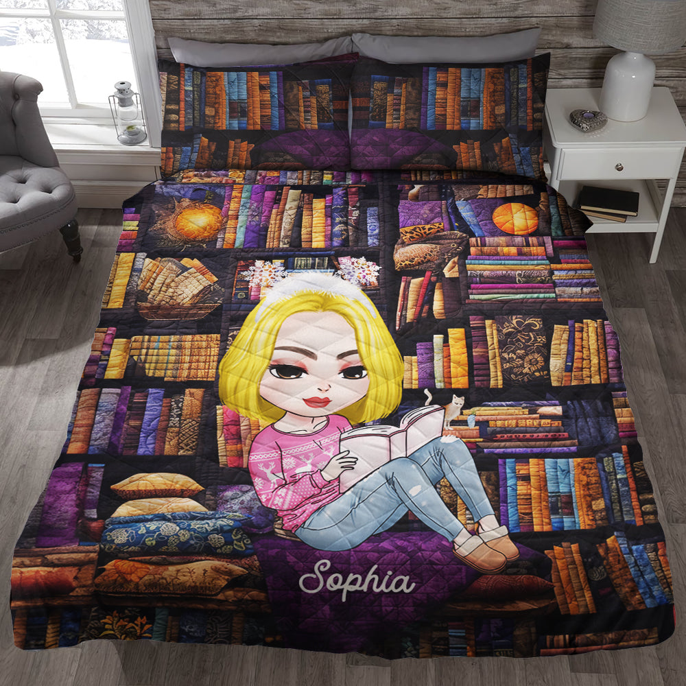 Personalized Cozy Reading Nook Quilt Bed Set Blanket PopCulturePrints