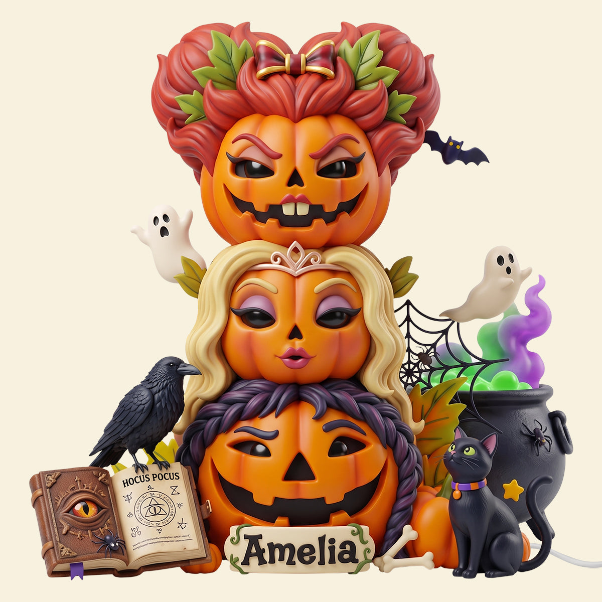 “Light Up Your Halloween Spirit!” - Personalized Pumpkin Friends Acrylic Light Box - A Unique Gift for Friends, Family & Halloween Lovers Light Box PopCulturePrints