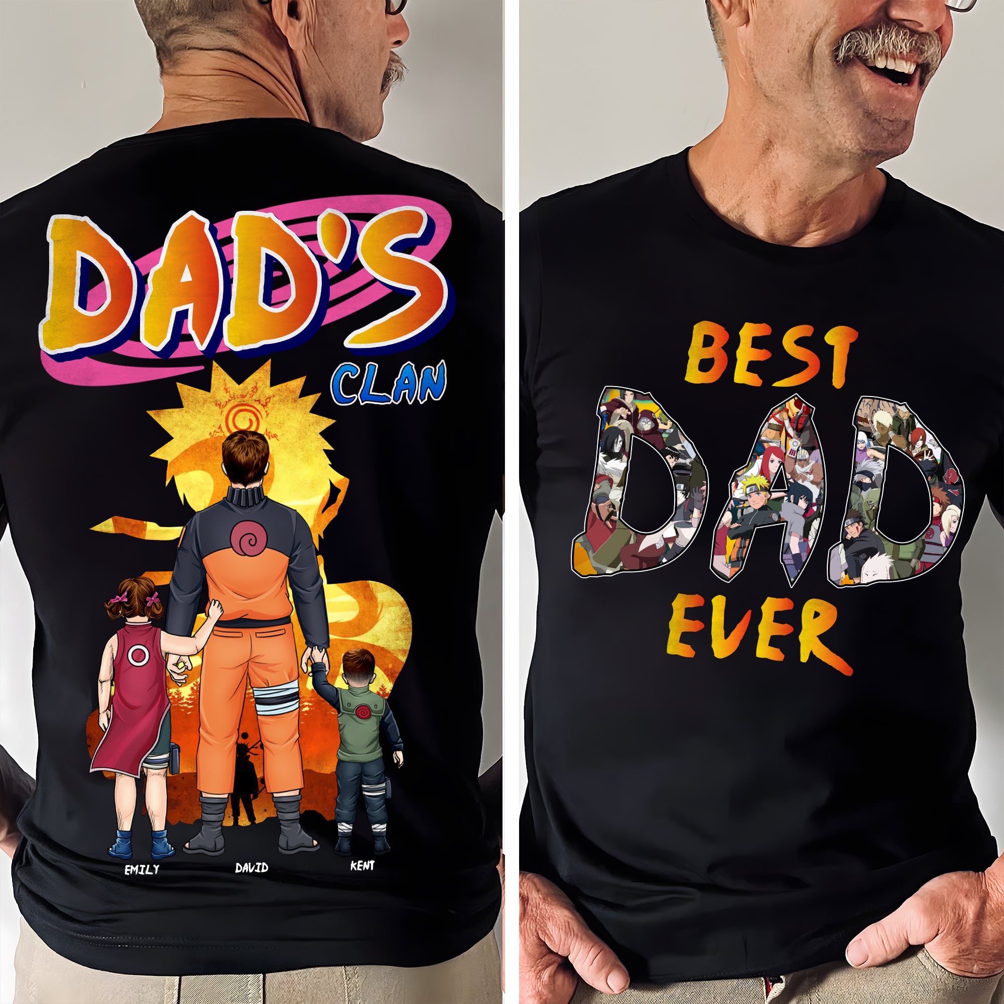 "Best Dad Ever - Personalized for Your Family" - Custom Holiday Shirt for Dads, Gifts for Fathers and Grandfathers Shirts PopCulturePrints
