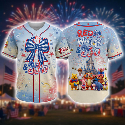 Celebrate with Woodland Friends - Personalized Baseball Jersey for 250th USA Celebration AOP Products PopCulturePrints