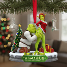 Load image into Gallery viewer, Cheeky Kisses Couple Acrylic Ornament - Personalized Gift for Fun-Loving Couples Ornament PopCulturePrints
