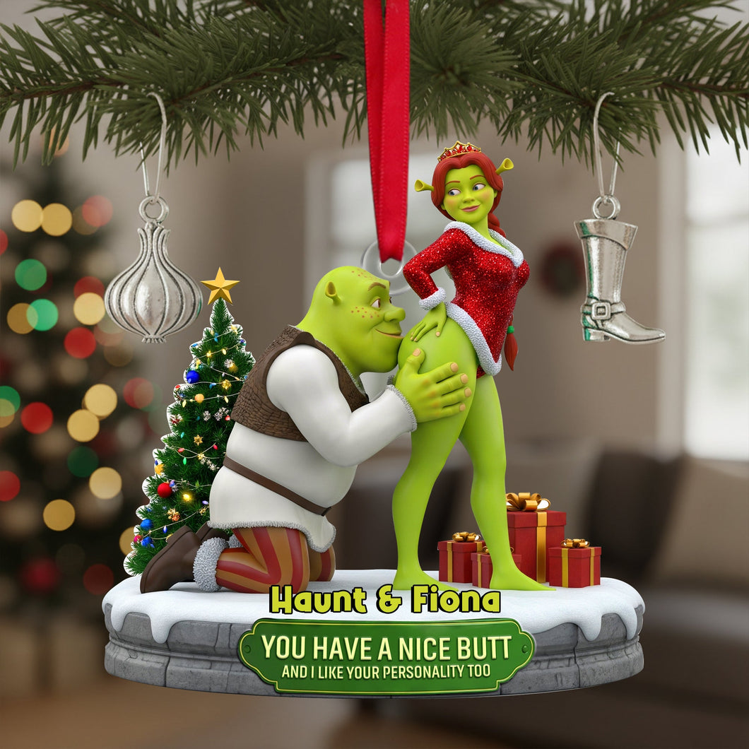 Cheeky Kisses Couple Acrylic Ornament - Personalized Gift for Fun-Loving Couples Ornament PopCulturePrints