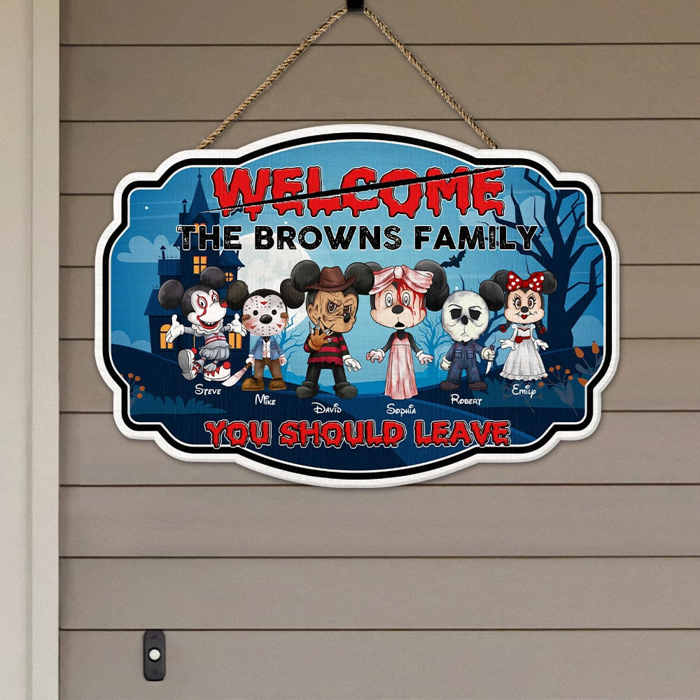 Personalized Spooky Family Welcome Wood Sign - Halloween Edition Wood Sign PopCulturePrints